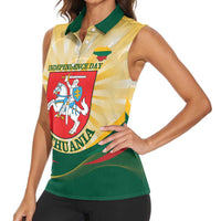 Personalised Lithuania Independence Day Women Sleeveless Polo Shirt Coat Of Arms Proud - Wonder Print Shop