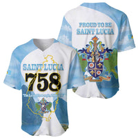 Proud To Be Saint Lucia 758 Baseball Jersey Pitons With Map - Wonder Print Shop
