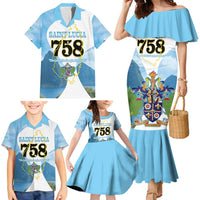 Proud To Be Saint Lucia 758 Family Matching Mermaid Dress and Hawaiian Shirt Pitons With Map - Wonder Print Shop