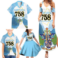 Proud To Be Saint Lucia 758 Family Matching Summer Maxi Dress and Hawaiian Shirt Pitons With Map - Wonder Print Shop