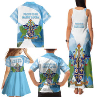 Proud To Be Saint Lucia 758 Family Matching Tank Maxi Dress and Hawaiian Shirt Pitons With Map - Wonder Print Shop