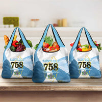 Proud To Be Saint Lucia 758 Grocery Bag Pitons With Map