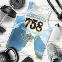 Proud To Be Saint Lucia 758 Men Tank Top Pitons With Map - Wonder Print Shop