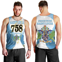 Proud To Be Saint Lucia 758 Men Tank Top Pitons With Map - Wonder Print Shop
