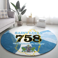 Proud To Be Saint Lucia 758 Round Carpet Pitons With Map