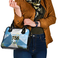 Proud To Be Saint Lucia 758 Shoulder Handbag Pitons With Map