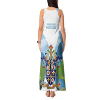 Proud To Be Saint Lucia 758 Tank Maxi Dress Pitons With Map - Wonder Print Shop