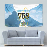 Proud To Be Saint Lucia 758 Tapestry Pitons With Map - Wonder Print Shop