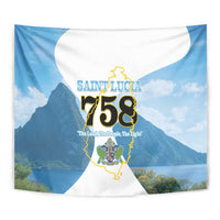 Proud To Be Saint Lucia 758 Tapestry Pitons With Map - Wonder Print Shop
