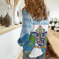 Proud To Be Saint Lucia 758 Women Casual Shirt Pitons With Map - Wonder Print Shop