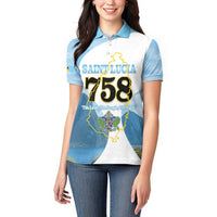 Proud To Be Saint Lucia 758 Women Polo Shirt Pitons With Map - Wonder Print Shop