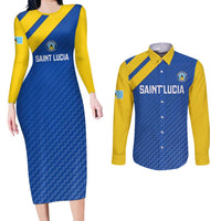 Custom Saint Lucia Football Couples Matching Long Sleeve Bodycon Dress and Long Sleeve Button Shirt 2025 Go Champions - Wonder Print Shop