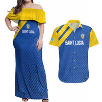 Custom Saint Lucia Football Couples Matching Off Shoulder Maxi Dress and Hawaiian Shirt 2025 Go Champions - Wonder Print Shop