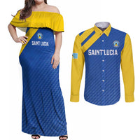 Custom Saint Lucia Football Couples Matching Off Shoulder Maxi Dress and Long Sleeve Button Shirt 2025 Go Champions - Wonder Print Shop