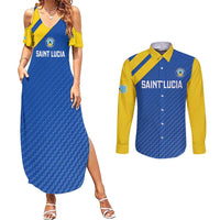 Custom Saint Lucia Football Couples Matching Summer Maxi Dress and Long Sleeve Button Shirt 2025 Go Champions - Wonder Print Shop