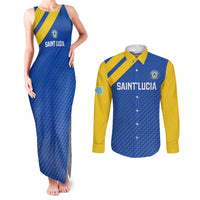 Custom Saint Lucia Football Couples Matching Tank Maxi Dress and Long Sleeve Button Shirt 2025 Go Champions - Wonder Print Shop