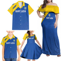 Custom Saint Lucia Football Family Matching Off Shoulder Maxi Dress and Hawaiian Shirt 2025 Go Champions - Wonder Print Shop