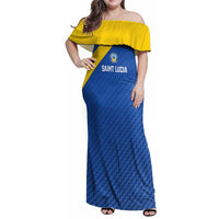 Custom Saint Lucia Football Family Matching Off Shoulder Maxi Dress and Hawaiian Shirt 2025 Go Champions - Wonder Print Shop