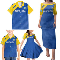 Custom Saint Lucia Football Family Matching Puletasi and Hawaiian Shirt 2025 Go Champions - Wonder Print Shop