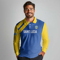 Custom Saint Lucia Football Long Sleeve Polo Shirt 2025 Go Champions - Wonder Print Shop