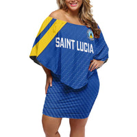 Custom Saint Lucia Football Off Shoulder Short Dress 2025 Go Champions - Wonder Print Shop