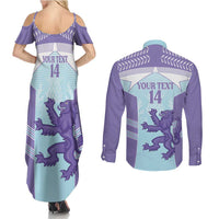 Scotland Football Custom Couples Matching Summer Maxi Dress and Long Sleeve Button Shirt 2026 Come On Scottish Dragon Thistle Cyan - Wonder Print Shop