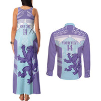 Scotland Football Custom Couples Matching Tank Maxi Dress and Long Sleeve Button Shirt 2026 Come On Scottish Dragon Thistle Cyan - Wonder Print Shop