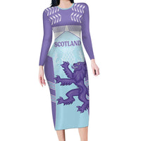 Scotland Football Custom Family Matching Long Sleeve Bodycon Dress and Hawaiian Shirt 2026 Come On Scottish Dragon Thistle Cyan - Wonder Print Shop