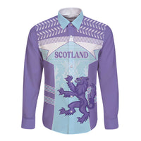 Scotland Football Custom Long Sleeve Button Shirt 2026 Come On Scottish Dragon Thistle Cyan - Wonder Print Shop