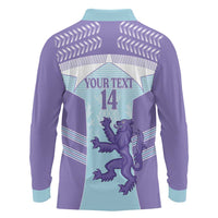 Scotland Football Custom Long Sleeve Polo Shirt 2026 Come On Scottish Dragon Thistle Cyan - Wonder Print Shop