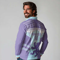 Scotland Football Custom Long Sleeve Polo Shirt 2026 Come On Scottish Dragon Thistle Cyan - Wonder Print Shop