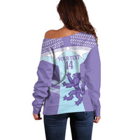 Scotland Football Custom Off Shoulder Sweater 2026 Come On Scottish Dragon Thistle Cyan - Wonder Print Shop
