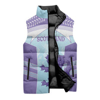 Scotland Football Custom Sleeveless Puffer Jacket 2026 Come On Scottish Dragon Thistle Cyan - Wonder Print Shop