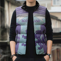 Scotland Football Custom Sleeveless Puffer Jacket 2026 Come On Scottish Dragon Thistle Cyan - Wonder Print Shop