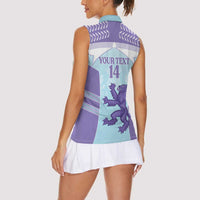 Scotland Football Custom Women Sleeveless Polo Shirt 2026 Come On Scottish Dragon Thistle Cyan - Wonder Print Shop