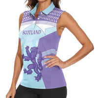 Scotland Football Custom Women Sleeveless Polo Shirt 2026 Come On Scottish Dragon Thistle Cyan - Wonder Print Shop