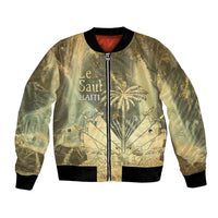Personalized Afro Haiti Le Saut Bomber Jacket Ayiti Waterfall Vintage Grunge Style - Wonder Print Shop