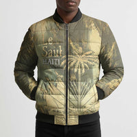 Personalized Afro Haiti Le Saut Bomber Puffer Jacket Ayiti Waterfall Vintage Grunge Style - Wonder Print Shop