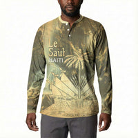 Personalized Afro Haiti Le Saut Button Sweatshirt Ayiti Waterfall Vintage Grunge Style