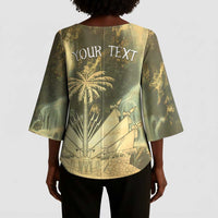 Personalized Afro Haiti Le Saut Kimono Sleeve Blouse Ayiti Waterfall Vintage Grunge Style - Wonder Print Shop