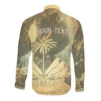 Personalized Afro Haiti Le Saut Long Sleeve Button Shirt Ayiti Waterfall Vintage Grunge Style - Wonder Print Shop