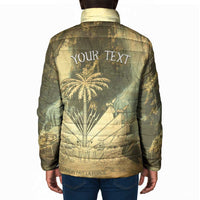Personalized Afro Haiti Le Saut Padded Jacket Ayiti Waterfall Vintage Grunge Style - Wonder Print Shop