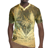 Personalized Afro Haiti Le Saut Rugby Jersey Ayiti Waterfall Vintage Grunge Style - Wonder Print Shop