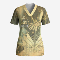 Personalized Afro Haiti Le Saut Scrub Top Ayiti Waterfall Vintage Grunge Style - Wonder Print Shop