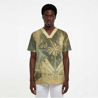 Personalized Afro Haiti Le Saut Scrub Top Ayiti Waterfall Vintage Grunge Style - Wonder Print Shop