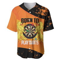 Personalised Netherlands Darts Baseball Jersey Born To Play Darts Grunge Style - Wonder Print Shop