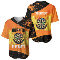 Personalised Netherlands Darts Baseball Jersey Born To Play Darts Grunge Style - Wonder Print Shop