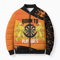 Personalised Netherlands Darts Bomber Puffer Jacket Born To Play Darts Grunge Style - Wonder Print Shop