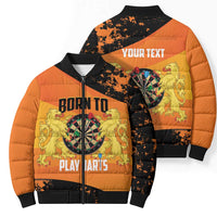 Personalised Netherlands Darts Bomber Puffer Jacket Born To Play Darts Grunge Style - Wonder Print Shop