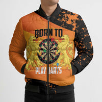 Personalised Netherlands Darts Bomber Puffer Jacket Born To Play Darts Grunge Style - Wonder Print Shop
